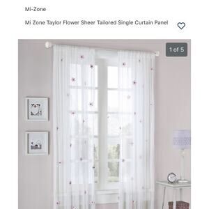 Set Of 2 Mi Zone Taylor Pink Flower Sheer Tailored Curtain Panels 51x83”